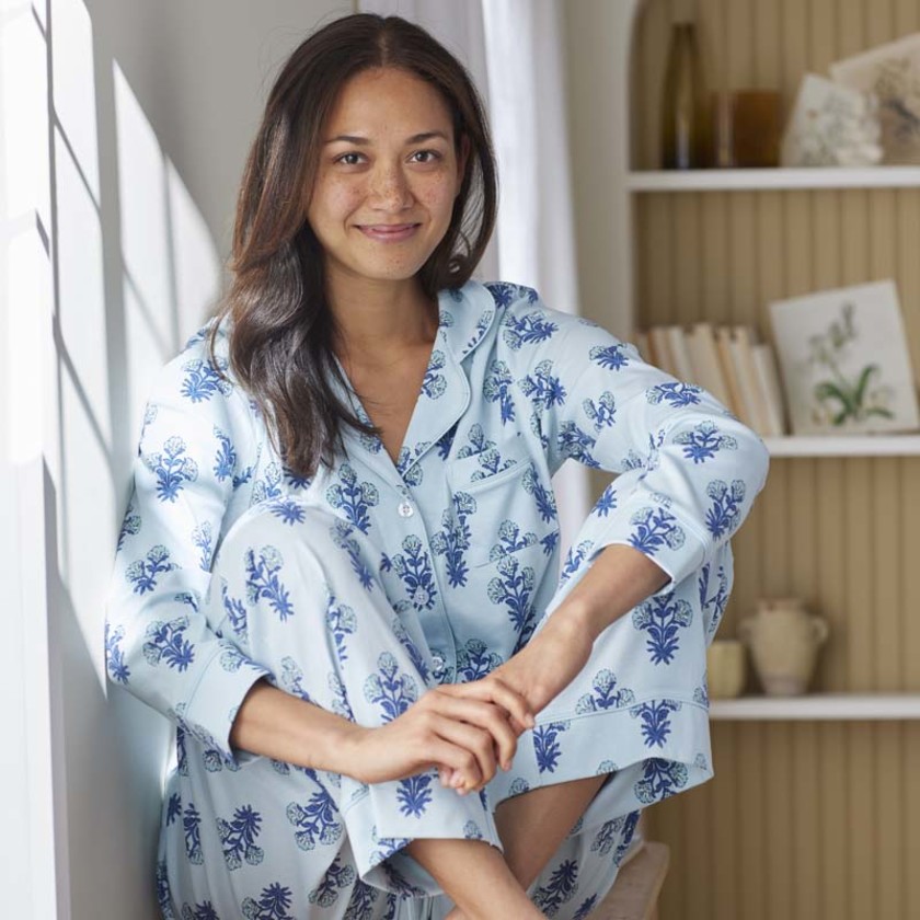 Printed Peruvian Cotton Women's Button-Down Pajama Set - Suhana, XXL,Suhana