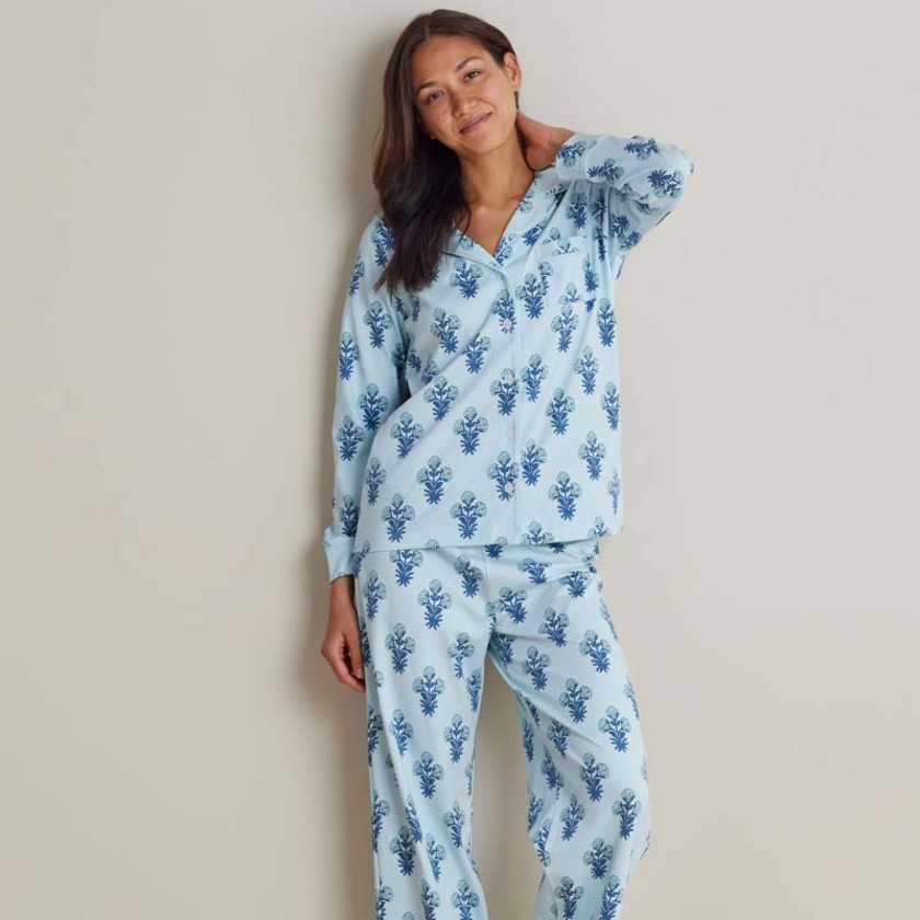 Printed Peruvian Cotton Women's Button-Down Pajama Set