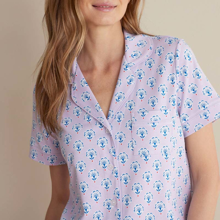 Printed Peruvian Cotton Women's Shorts Set,Petite Floral