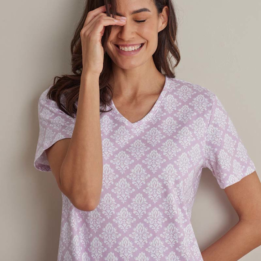 Printed Pima Cotton Women's Nightshirt,Lisbon Mauve