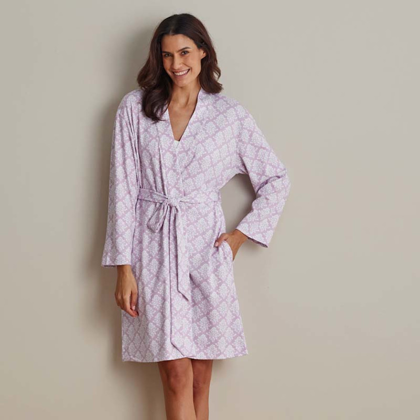 Printed Pima Cotton Women's Kimono Robe