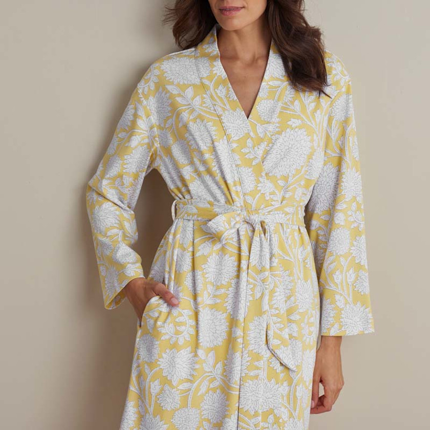 Printed Pima Cotton Women's Kimono Robe,Avignon