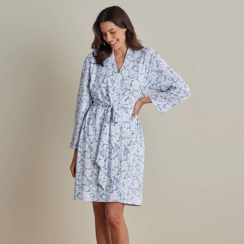 Printed Pima Cotton Women's Kimono Robe