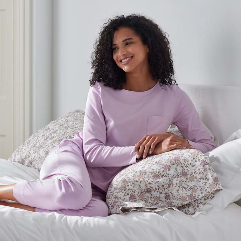 Pima Cotton Women's Jogger Pants Pajama Set - Dusty Pink, XXL,Dusty Pink