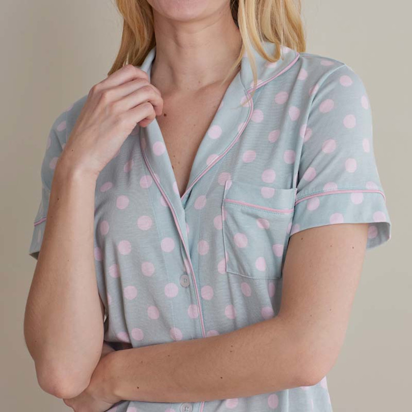 Cotton Modal Women's Cropped Pants Pajama Set,Pretty Dot