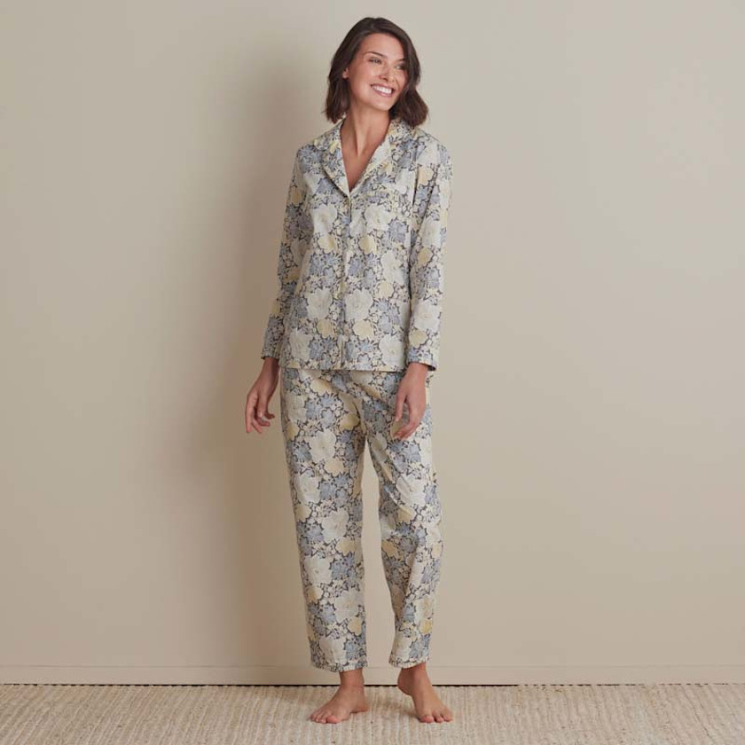 Printed Poplin Women's Long Sleeve Button-Down Pajama Set