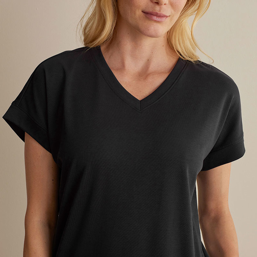 Pima Cotton Women's Cropped Pants Pajama Set,Black