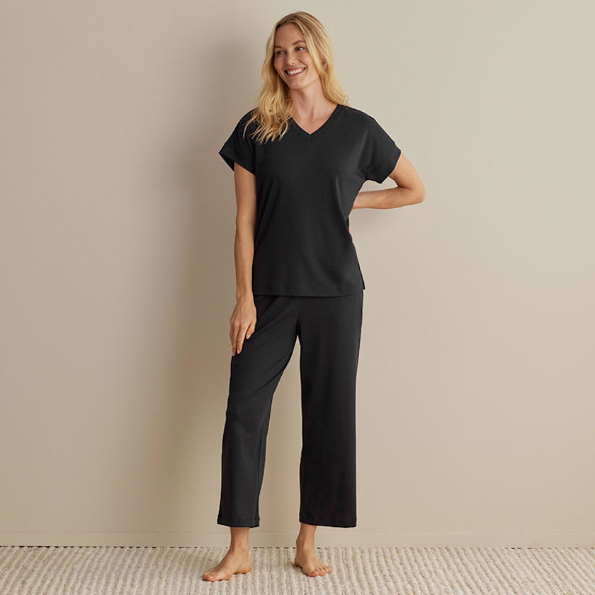 Pima Cotton Women's Cropped Pants Pajama Set