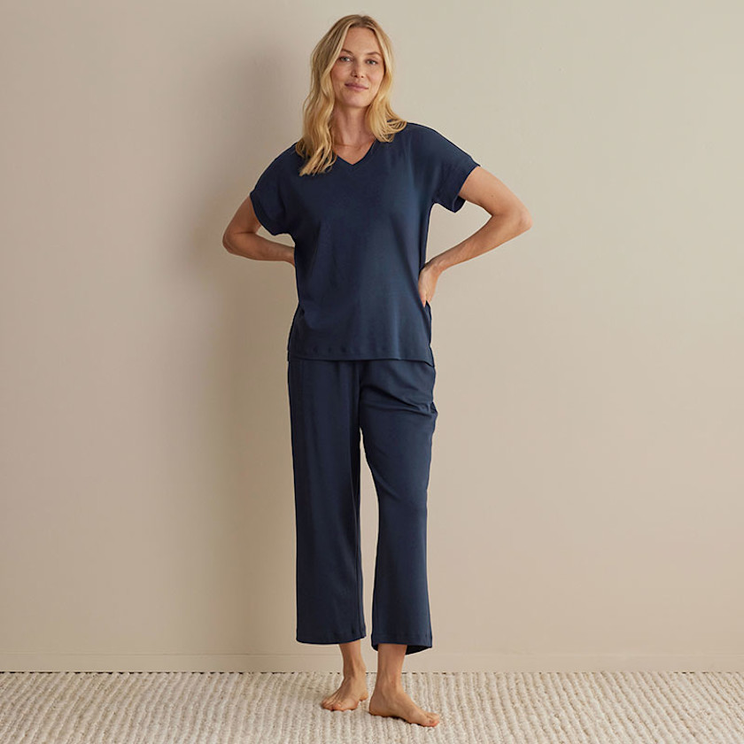 Pima Cotton Women's Cropped Pants Pajama Set