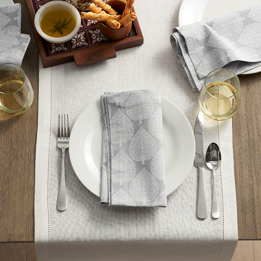 Linen Table Runner,White