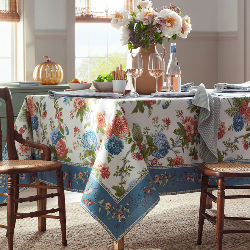 Garden Floral Cotton Tablecloth - Aster, 70 in. x 90 in.,Aster