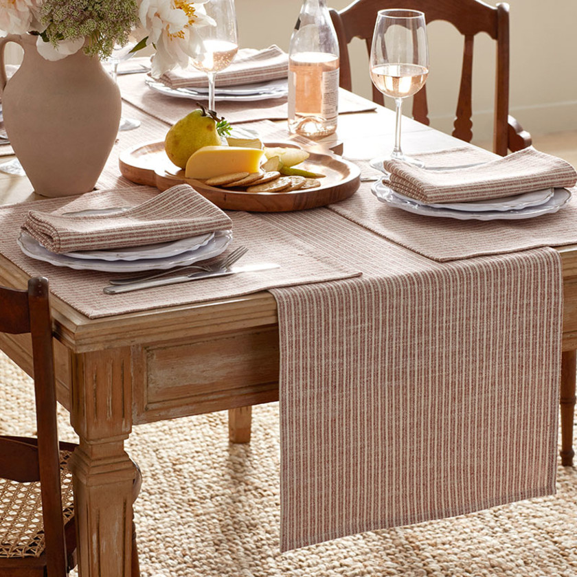 Textured Stripe Table Runner - Clay, 16 in. x 90 in.