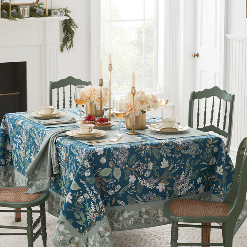 Juniper Forest Tablecloth - Navy, 70 in. x 90 in.,Navy