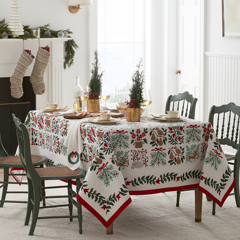 Christmastide Tablecloth,Ivory