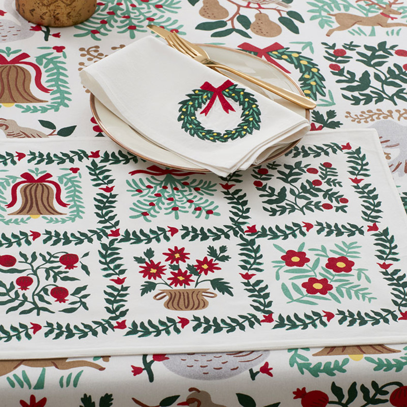 Christmastide Placemats, Set of 4 - Ivory,Ivory