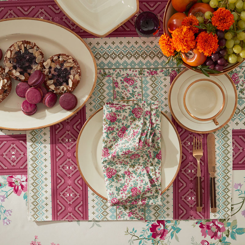 Rose Stripe & Malti Placemats, Set of 4 - Rose Stripe