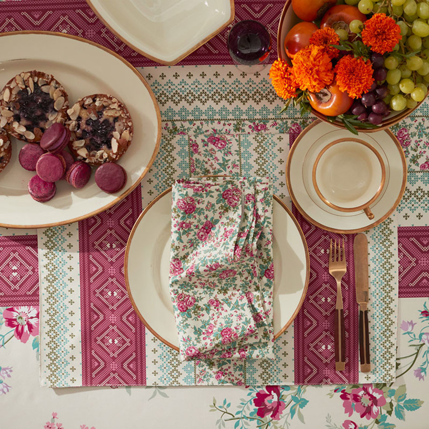 Rose Stripe & Malti Napkins, Set of 4 - Rose Stripe,Rose Stripe