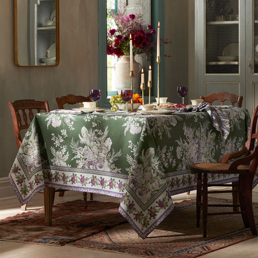 Rose Stripe & Malti Tablecloth - Malti, 70 in. x 90 in.