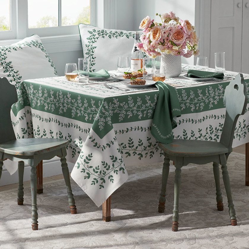 Climbing Vines Tablecloth - Green, 70 in. x 90 in.,Green