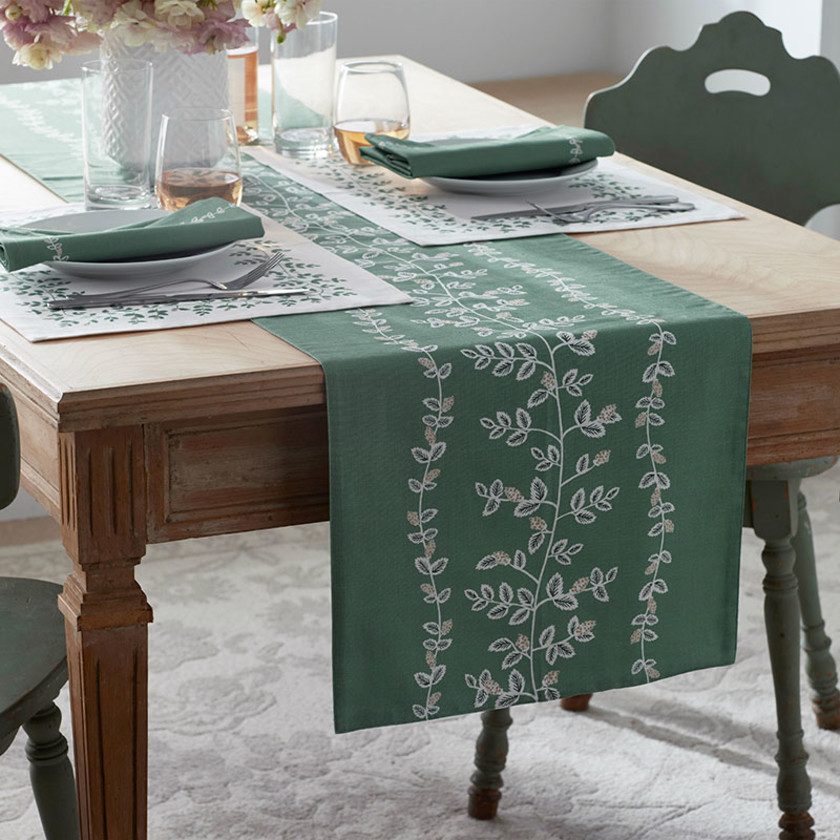 Climbing Vines Table Runner - Green, 16 in. x 90 in.,Green