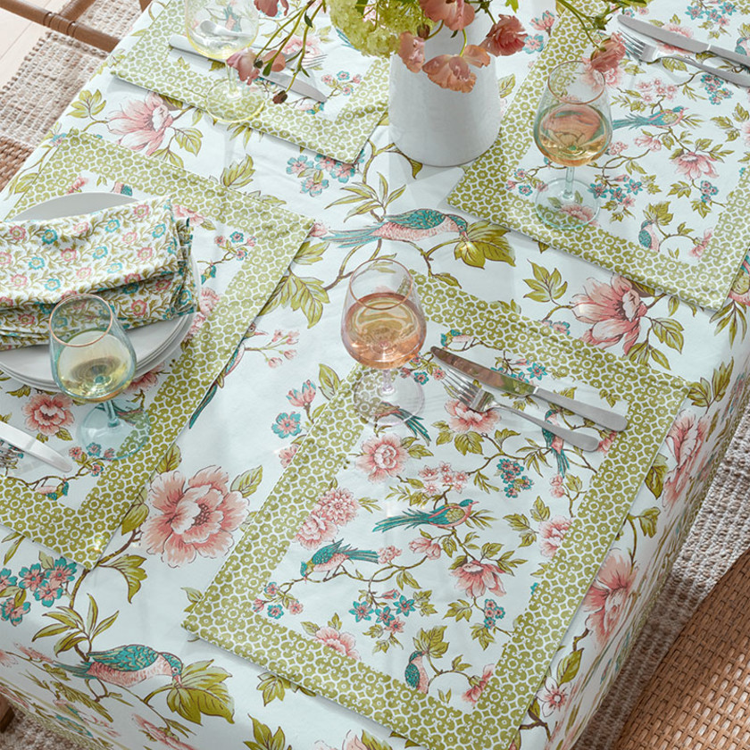 Garden Floral Cotton Placemats, Set of 4 - Spring Birds,Spring Birds