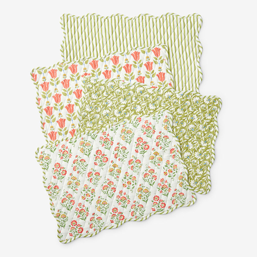 Mix & Match Printed Cotton Quilted Reversible Placemats, Set of 4
