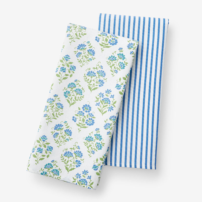 Mix & Match Printed Cotton Tea Towels, Set of 2