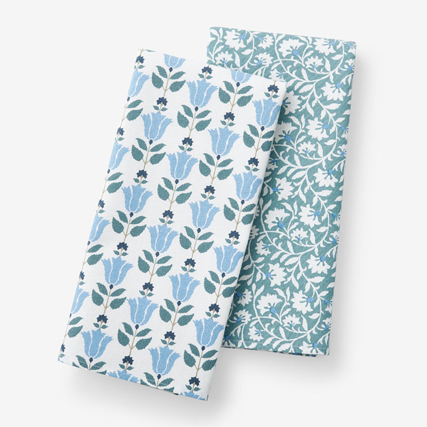 Mix & Match Printed Cotton Tea Towels, Set of 2