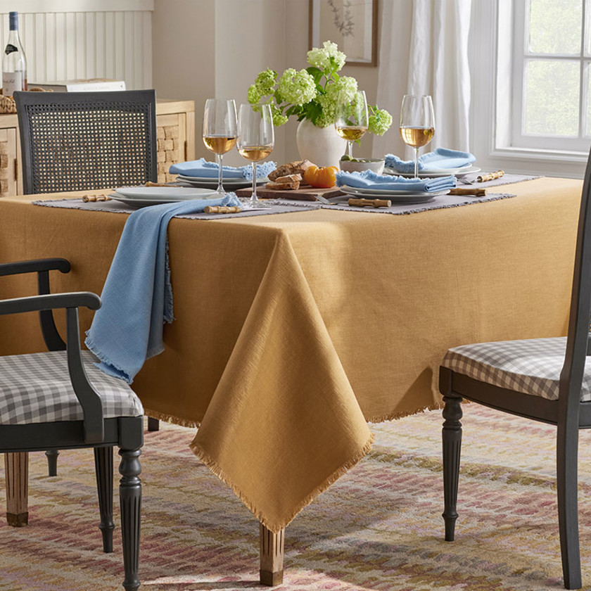 Solid Fringe Tablecloth - Amber, 70 in. x 90 in.,Amber