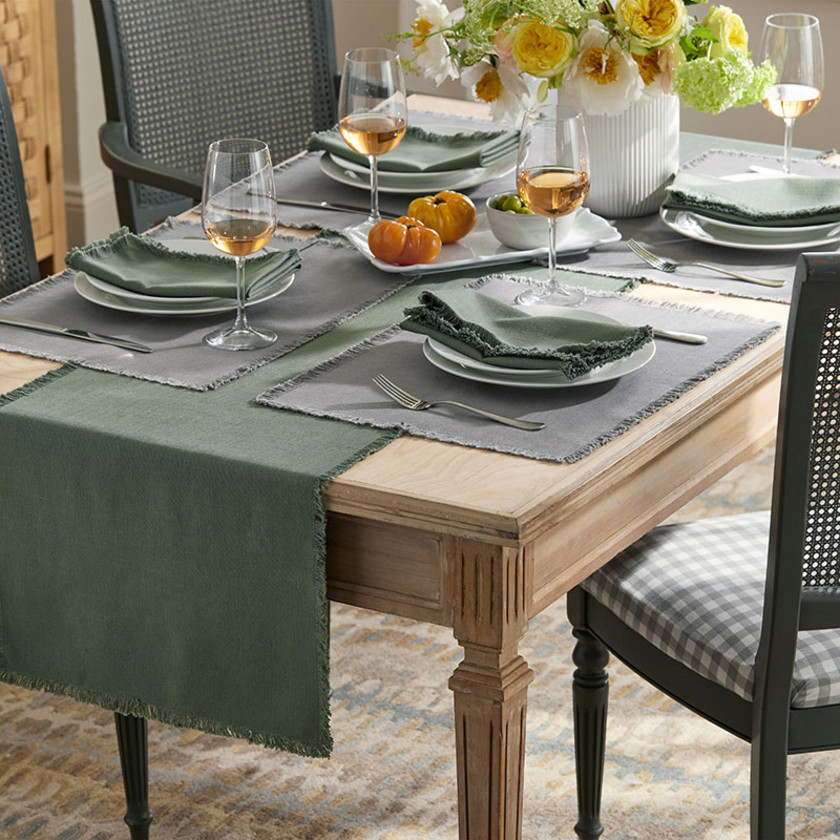 Solid Fringe Table Runner - Moss Green, 16 in. x 108 in.,Moss Green