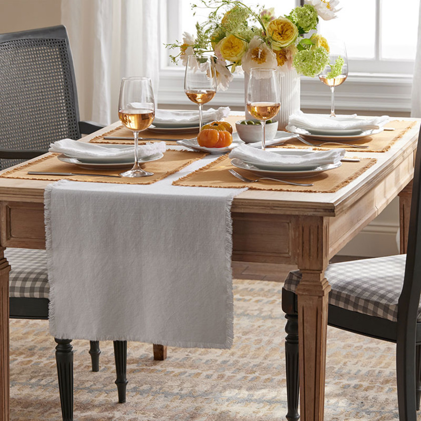 Solid Fringe Table Runner - White, 16 in. x 108 in.,White