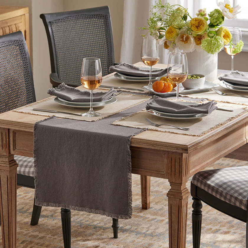 Solid Fringe Placemats, Set of 4 - Putty,Putty