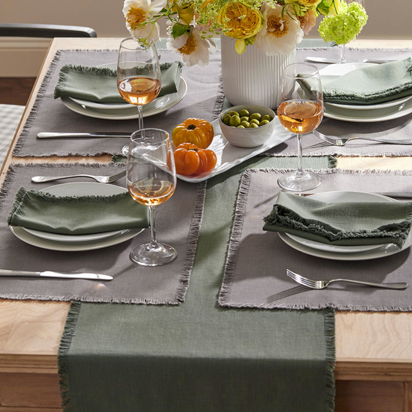 Solid Fringe Placemats, Set of 4 - Stone,Stone
