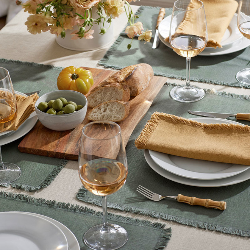 Solid Fringe Napkins, Set of 4 - Amber,Amber