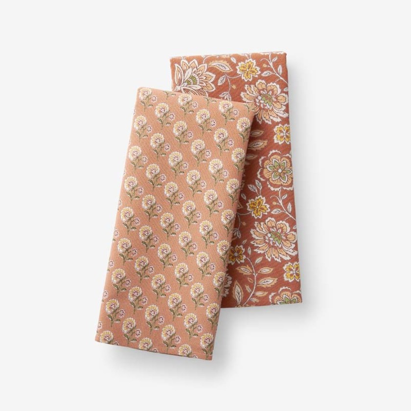 Mix & Match Printed Cotton Tea Towels, Set of 2