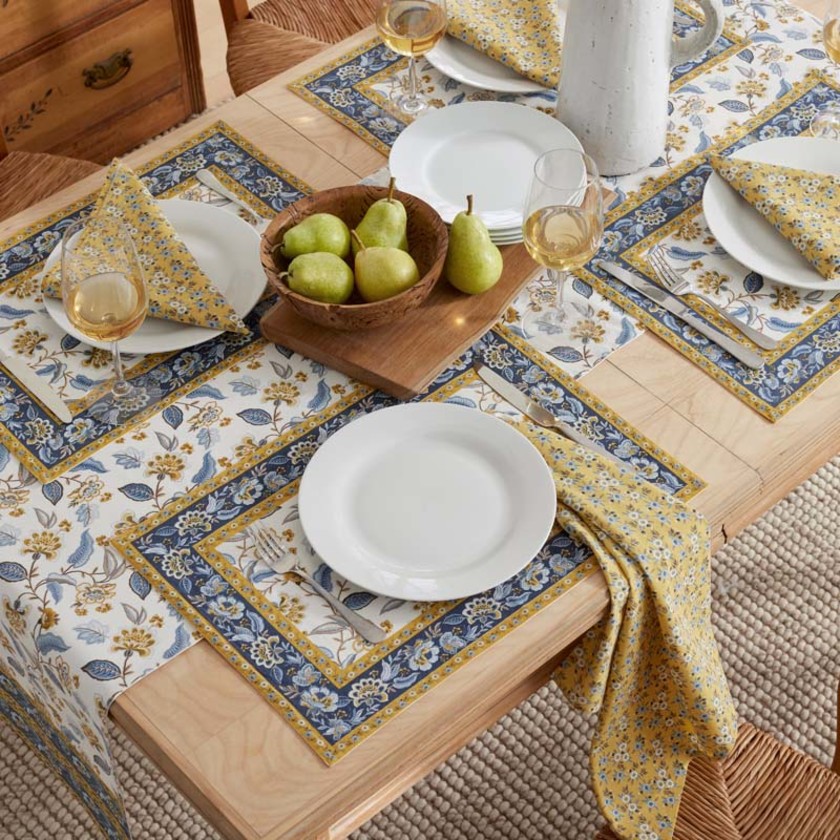 Garden Floral Cotton Napkins, Set of 4 - Blue Flora,Blue Flora
