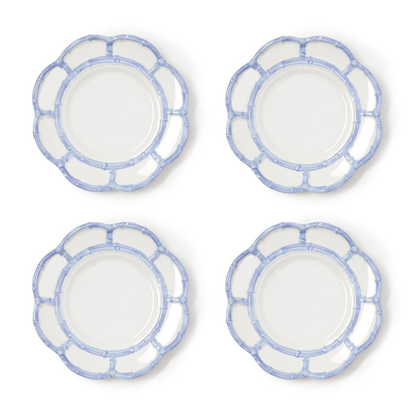 Faux Bamboo Border Melamine 4-Piece Dinnerware Sets