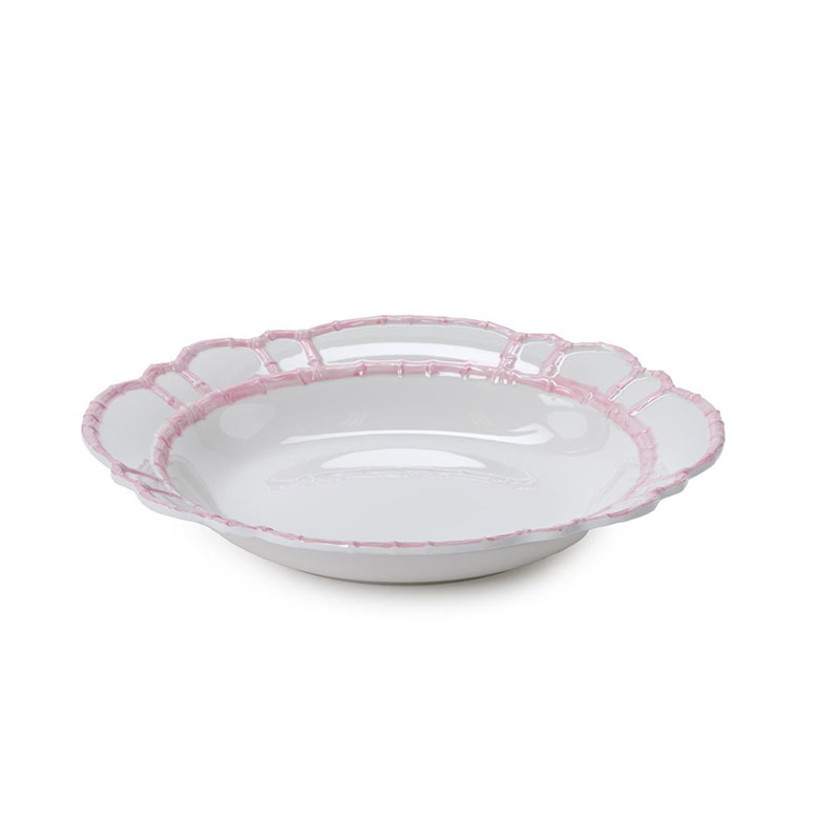 Faux Bamboo Border Melamine Serving Bowl - Light Pink,Light Pink