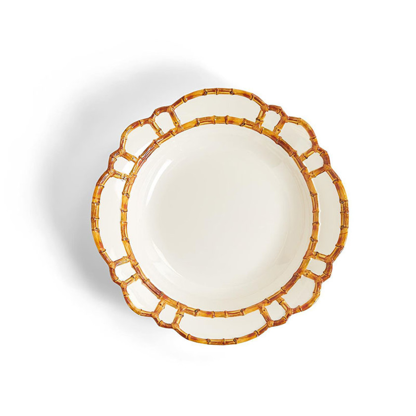 Faux Bamboo Border Melamine Serving Bowl