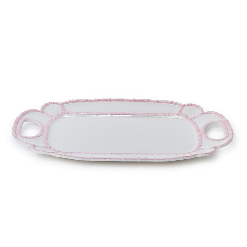 Faux Bamboo Border Melamine Platter - Light Pink,Light Pink