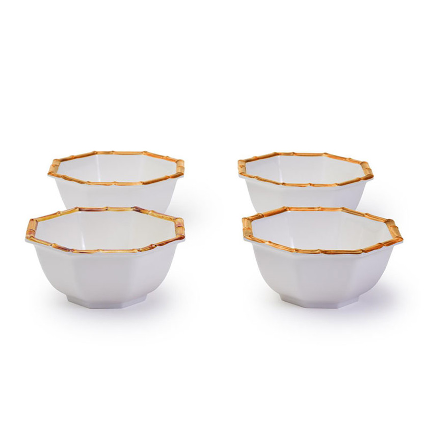 Faux Bamboo Border Melamine 4-Piece Dinnerware Sets