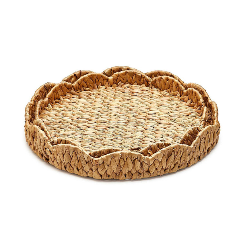 Scalloped Edge Round Trays Set of 2 - Natural, OS,Natural