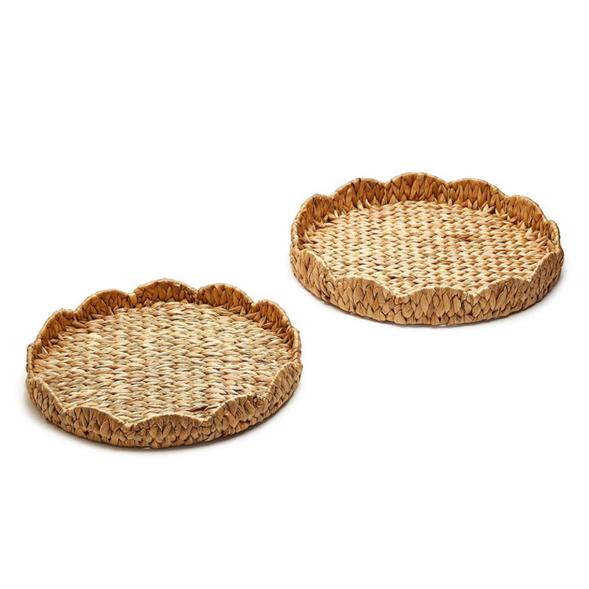 Scalloped Edge Round Trays Set of 2