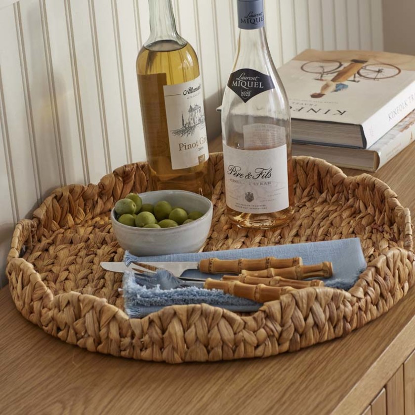 Scalloped Edge Round Trays Set of 2 - Natural, OS,Natural