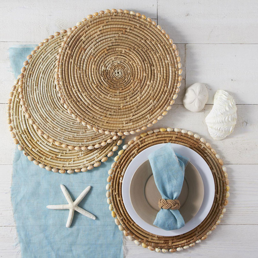 Pandan & Seashells Placemats Set of 4 - Natural, OS,Natural