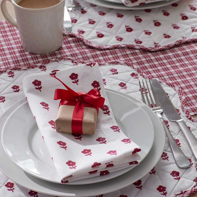 Katherine Plaid Napkins, Set of 4,Red