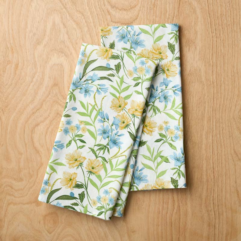 Garden Floral Cotton Tea Towels, Set of 2