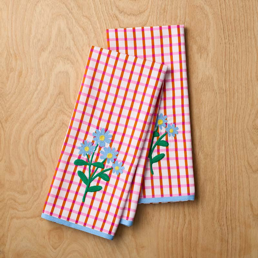 Floral Plaid Kitchen Towel Sets