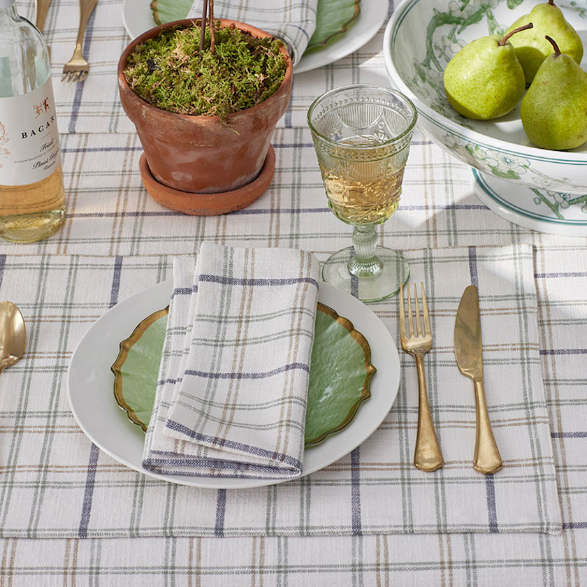 Alerie Yarn-Dyed Plaid Napkins, Set of 4 - Parchment,Parchment