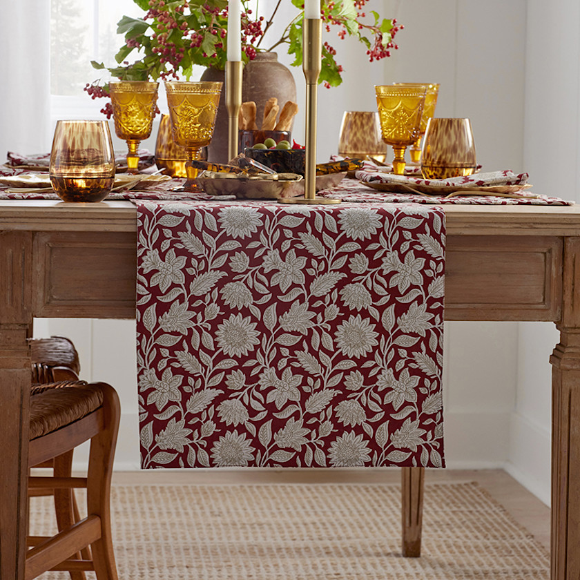Floral Garden Reversible Table Runner,Red Multi